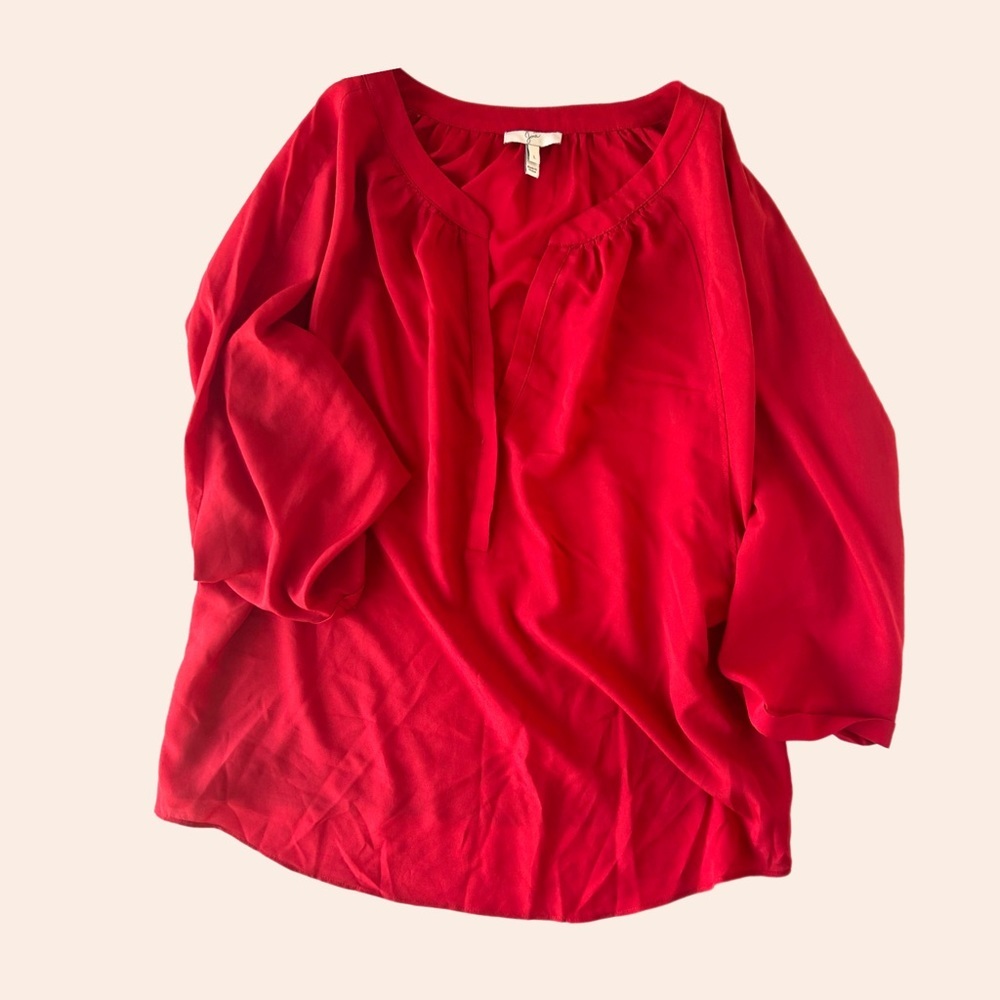 Joie red long sleeve top split neck‎